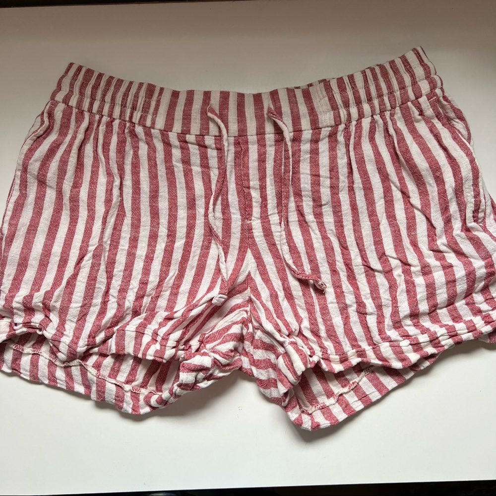 Old Navy Red and White Striped Drawstring Short